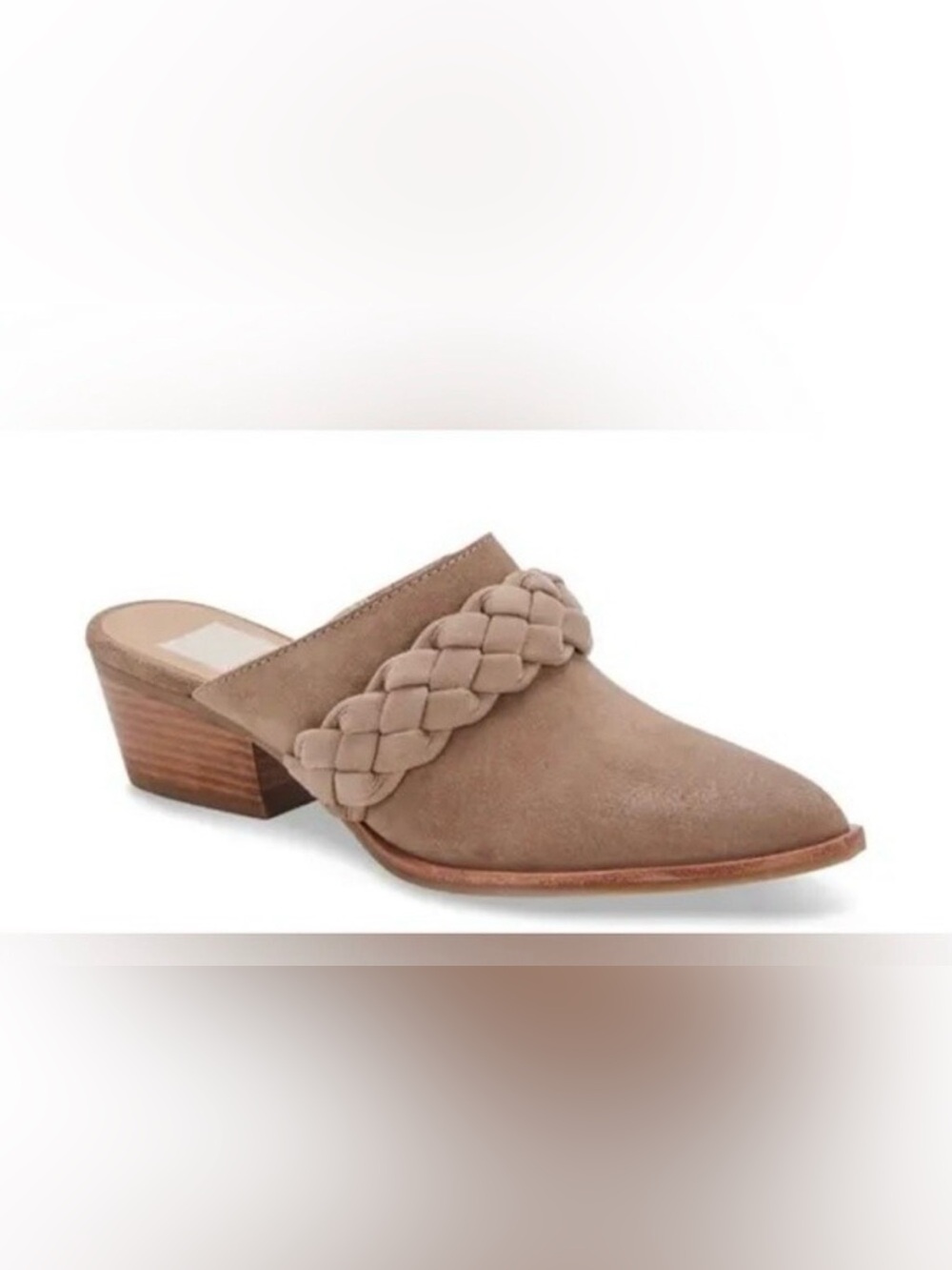 Dolce Vita Eilie Western Braided Suede Mule Clogs in Truffle Neutral
